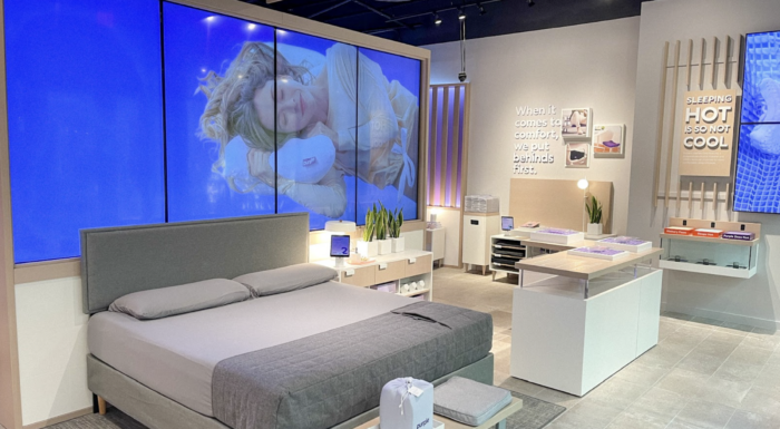 Video wall display in a retail showroom